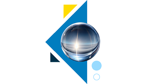a soul specialty graphic that includes circe and triangle shapes and an image of clear glass orb with a reflection of the sun in it.