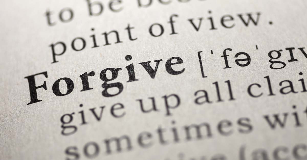 Dictionary page with the word Forgive showing the definition.