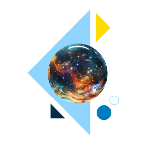 medium soul specialties icon. Geometric shapes and an orb with atomospheric elements inside of it.